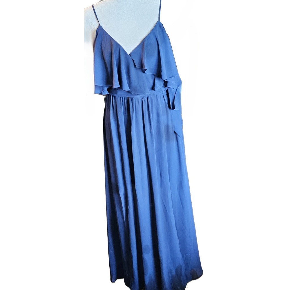 Bisou Bisou Womens Maxi Dress 2 Navy Blue Chiffon V-Neck Formal Prom 1-01677